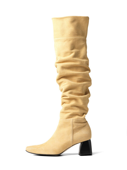 Wrinkle long boots (Lemon Butter)