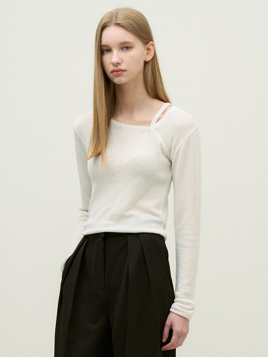 Cozy button layered summer knit - ivory