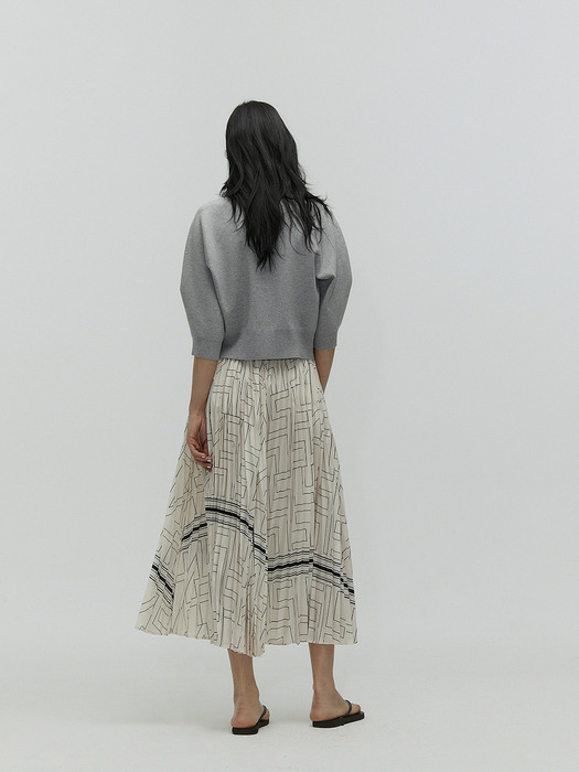L`H.A.S GRAPHIC PLEATED SKIRT_PEACH