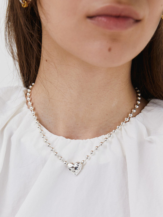 bumpy love pierce necklace - silver
