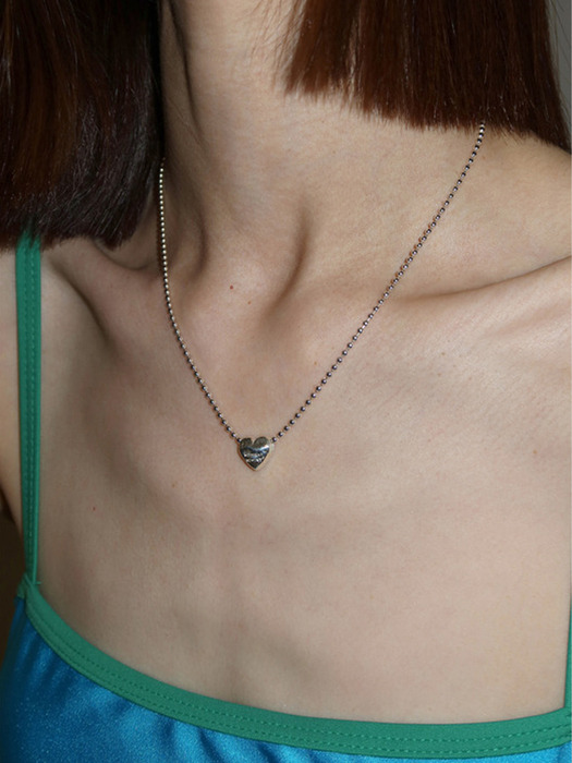 bumpy love pierce necklace - silver