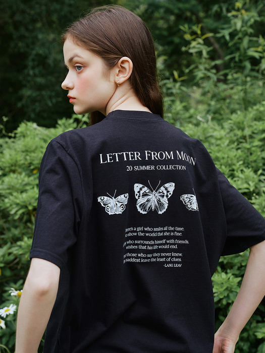NEW VER. 트리플 나비 자수 오버핏 반팔 티셔츠 ( 블랙 )