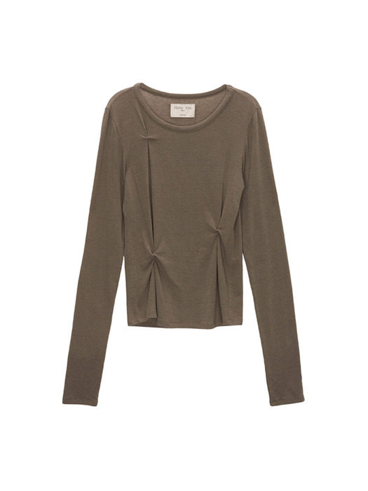 PINCHED SLIM TOP IN KHAKI