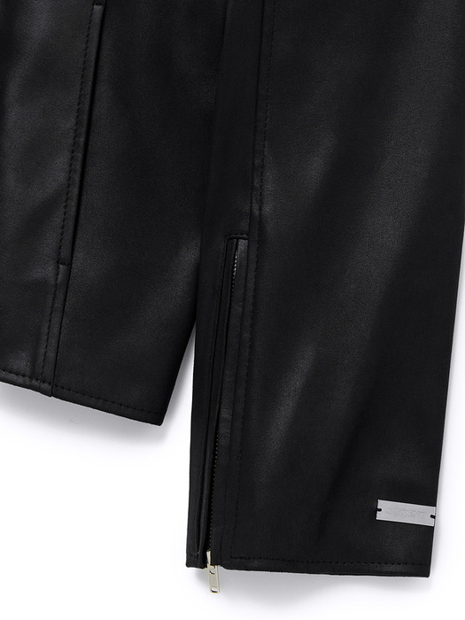 FITTED CRACK LEATHER JACKET [BLACK]