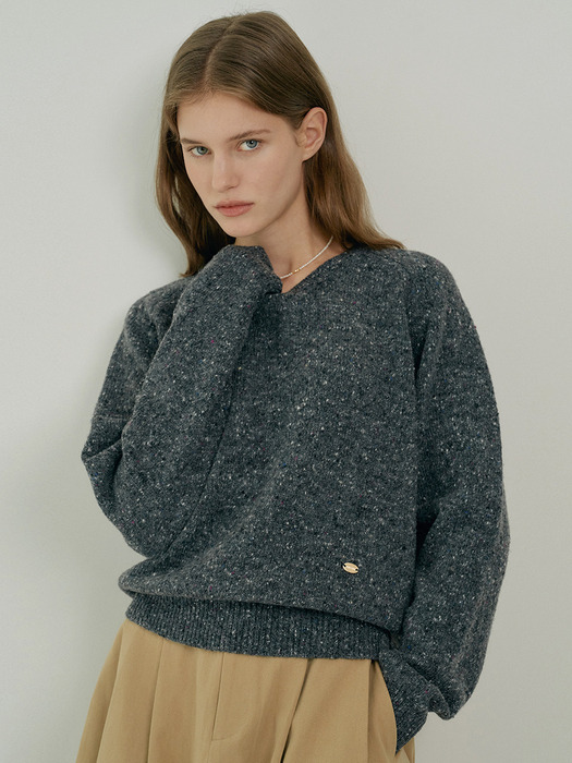 W Spotted Lams Wool Knit_Smoked Pearl