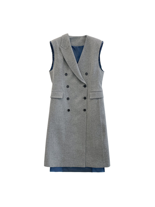 Signature wool sleeveless long vest