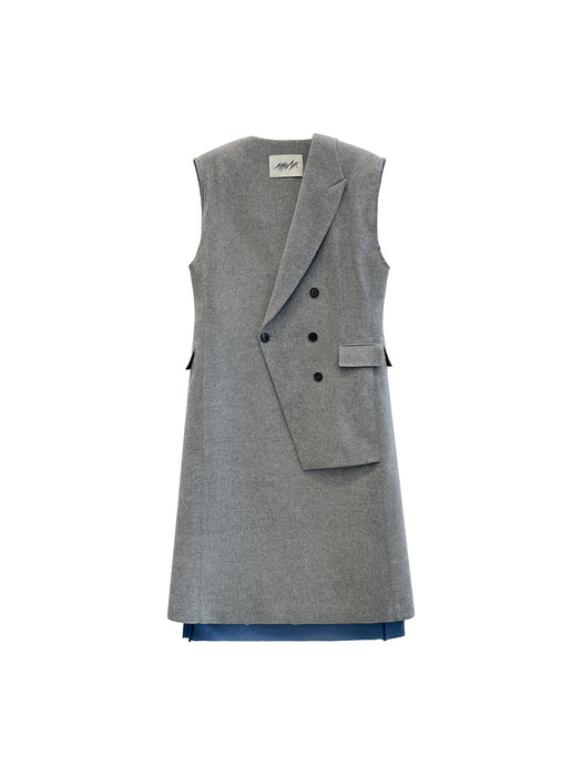 Signature wool sleeveless long vest