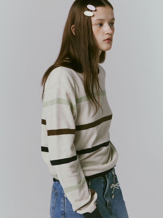 Natural crew neck knit_green
