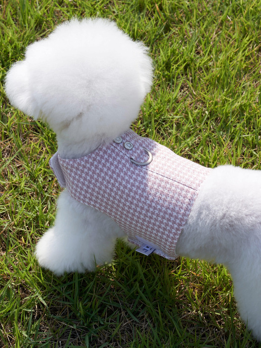 Hound Pattern Harness - CREAM PINK