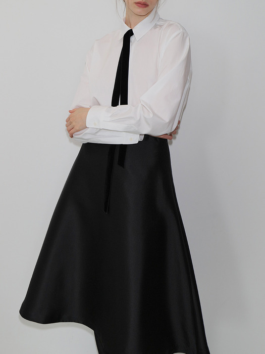 Mikado silk  A-line  Skirt  BLACK