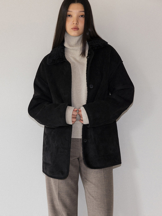 Reversible shearling jacket (black)