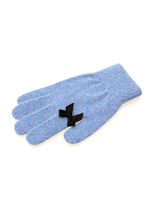 Ribbon Wool Gloves [Snow Blue]