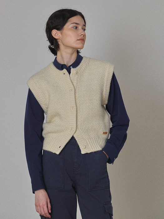 Double-sided Knit Vest - Ivory