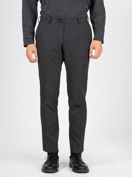 [ M~5XL ] CASHFEEL TAPERED CHECK SLACKS CHARCOAL