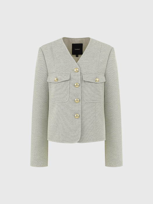 앨리 브이넥 트위드 자켓_멜란지 베이지 / ALLIE V NECK TWEED JACKET_MELANGE BEIGE