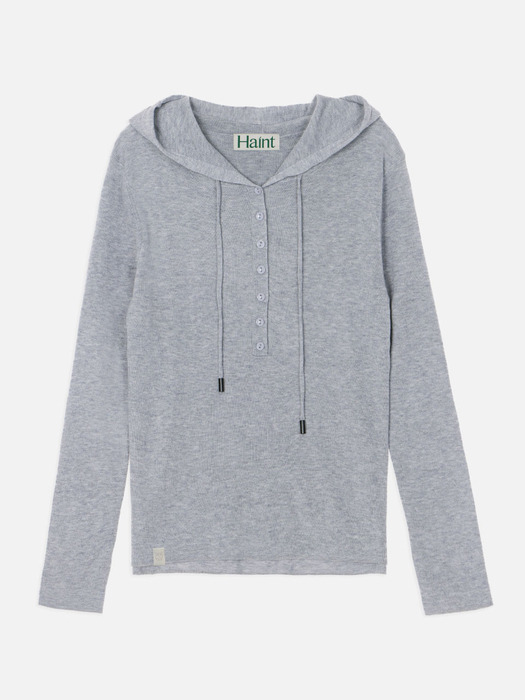 BLURRY BUTTON HOODIE KNIT_3COLORS_GRAY