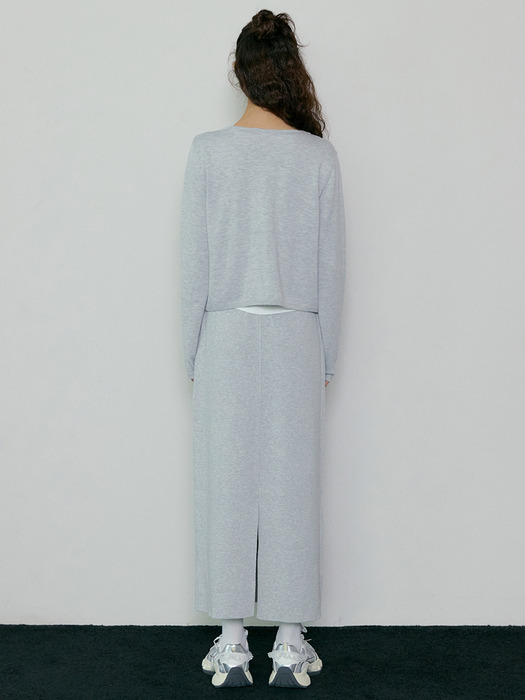 179 slit knit skirt (melange gray)