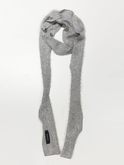 Hairly Knit Muffler Scarf (Silver-Grey)