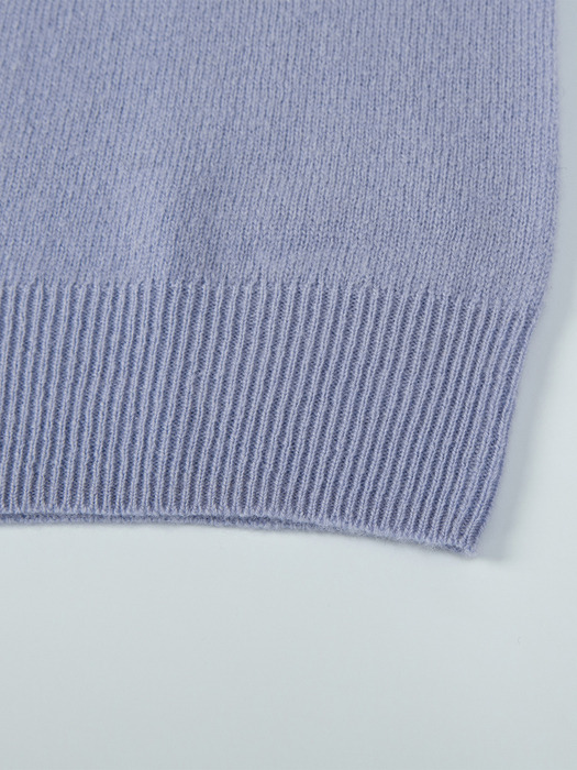 24SS 100% Wool V-Neck Sleeve Sweater - Lavender