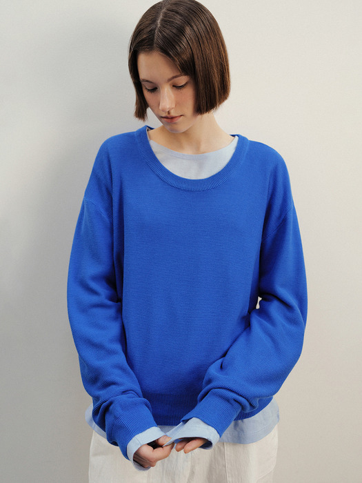 Scoop u-neck knit (blue)