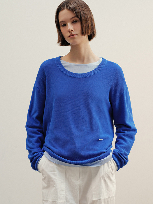 Scoop u-neck knit (blue)