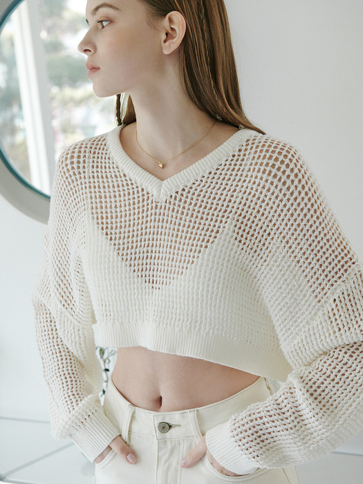 Net Crop Knit Sweater_3color