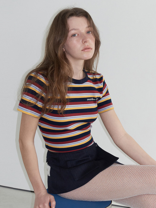 STRIPE CROP T-SHIRT_NAVY