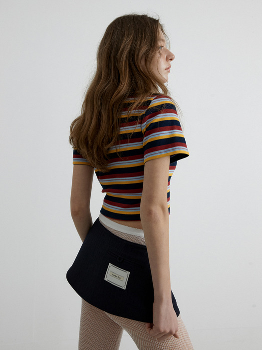 STRIPE CROP T-SHIRT_NAVY