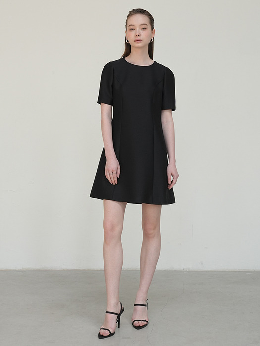 Mikado Silk Mini Dress Black