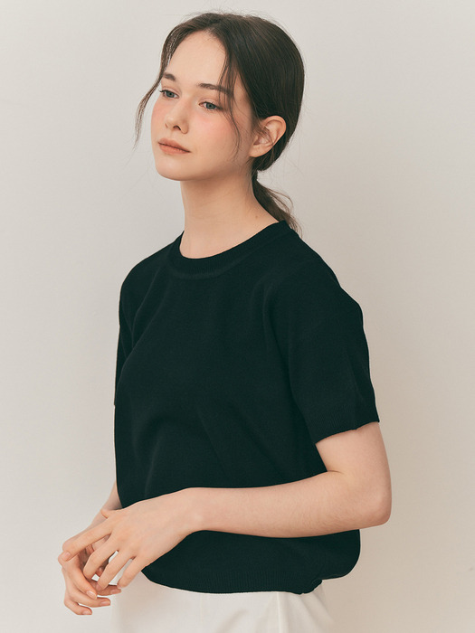 WD_Simple round neck knit top_BLACK