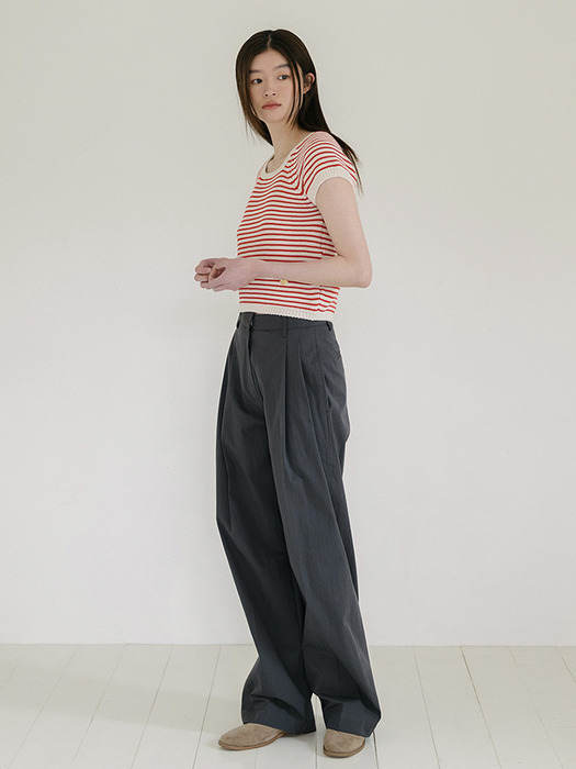 two tuck cotton pants_charcoal