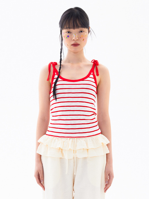 MARINE STRIPE SLEEVELESS, RED