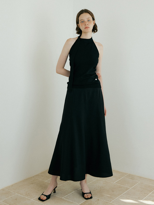 Gore Flared Long Skirt (black)