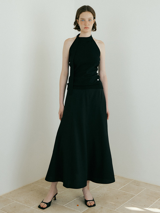 Gore Flared Long Skirt (black)