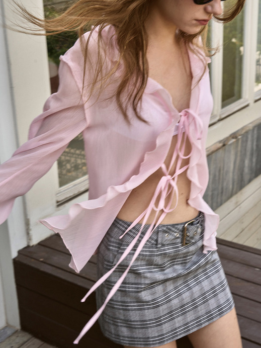 SEETHROUGH FRILL BLOUSE_ PINK