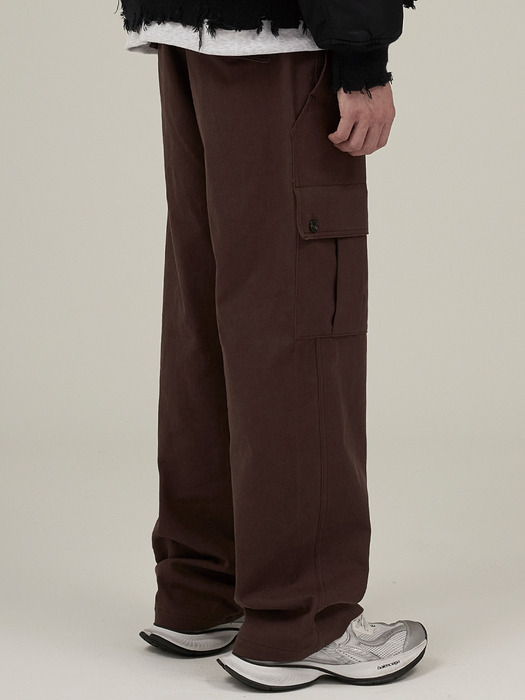 Button Cargo Pants RedBrown