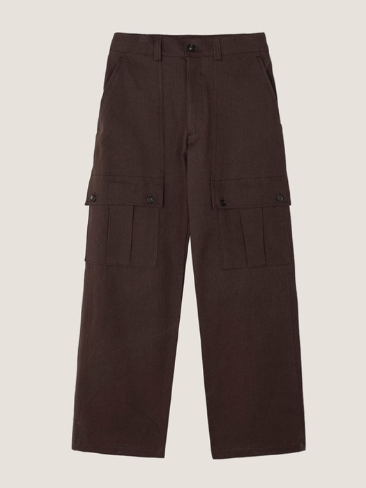 Button Cargo Pants RedBrown