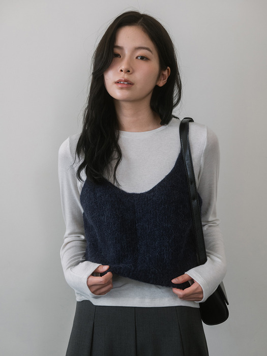 Alpaca Knit Bustier Top - Navy