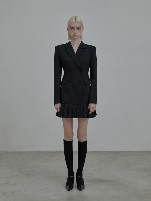 Jenn Pleated suit jacket dress - Black