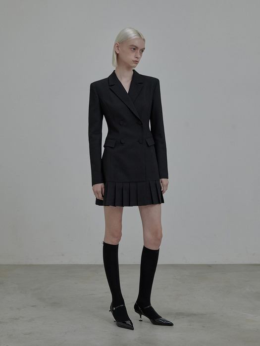 Jenn Pleated suit jacket dress - Black