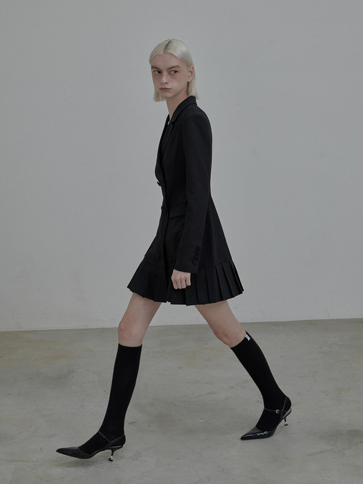 Jenn Pleated suit jacket dress - Black