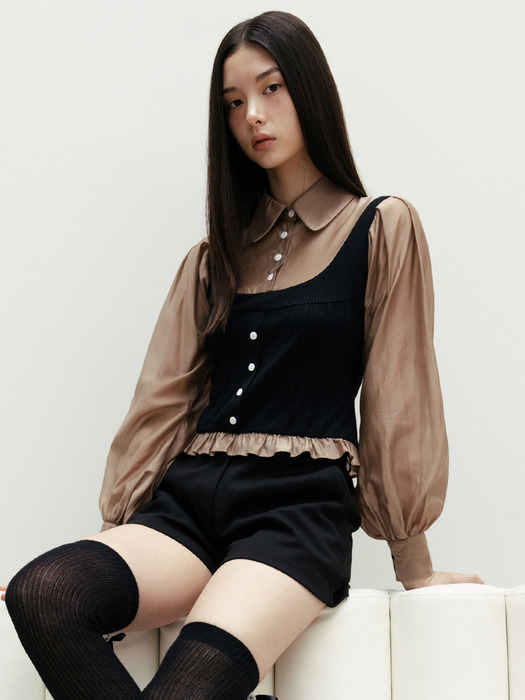 PINTUCK BUSTIER SHIRT_TT4W102BK