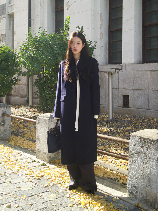 DEEP SLIT SIDE SINGLE COAT_DARK NAVY