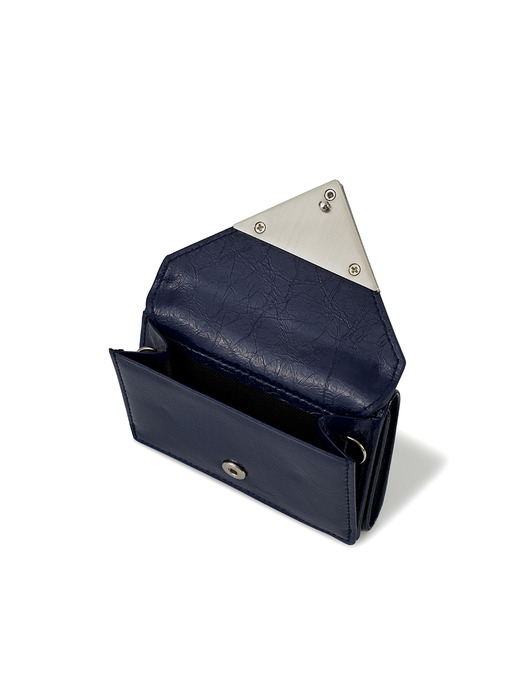 CRINKLE TRIANGLE TRIPLE WALLET D - NAVY BLUE