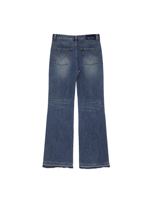 SEMI BOOTS CUT DAMAGE DENIM PANTS IN BLUE