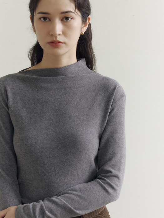 Unbalanced Neck long Sleeve T-Shirts_4color