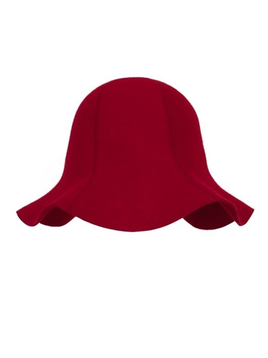LAMBS WOOL ROUND BUCKET HAT_RED