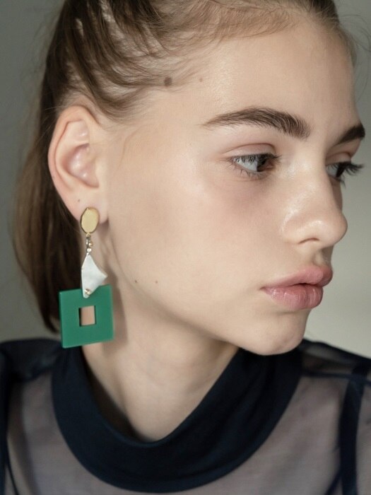Leaves and Square Earrings