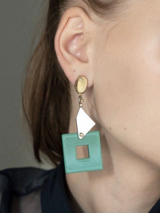 Leaves and Square Earrings