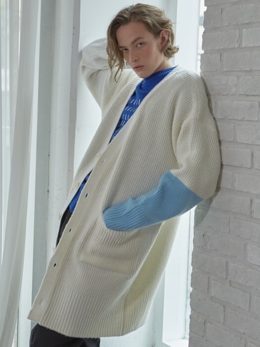 color sleeve long cardigan_IVORY